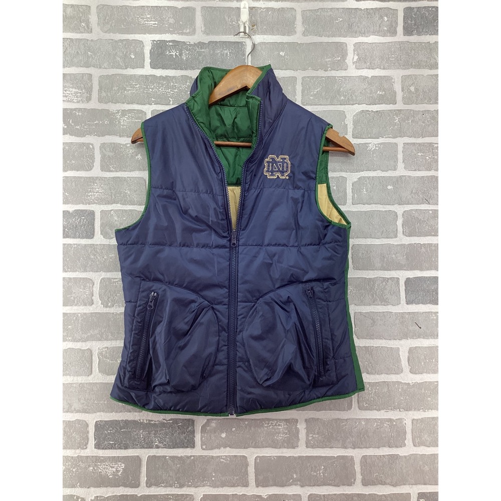 Columbia Notre Dame Fighting Irish Reversible Puffer Vest Navy Green Women Small